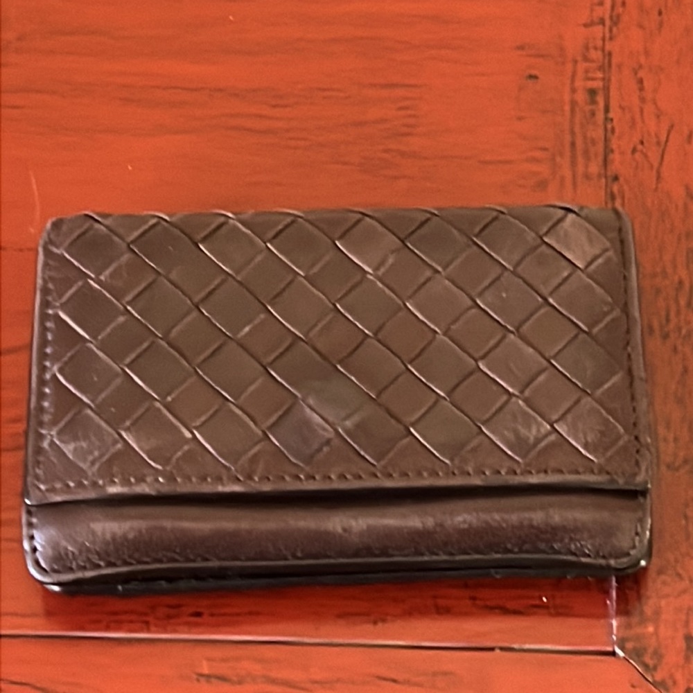 Bottega Veneta Dark Brown Leather Card Holder